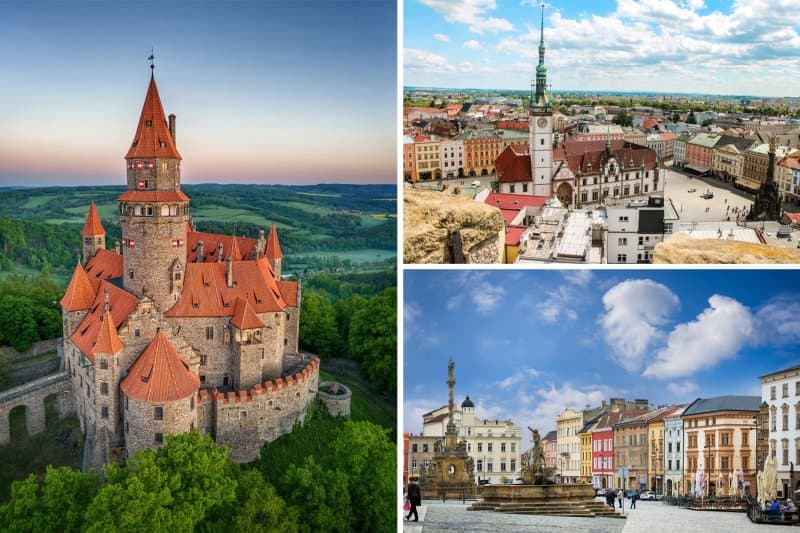 Rozprávkový hrad Bouzov a Olomouc, mesto fontán