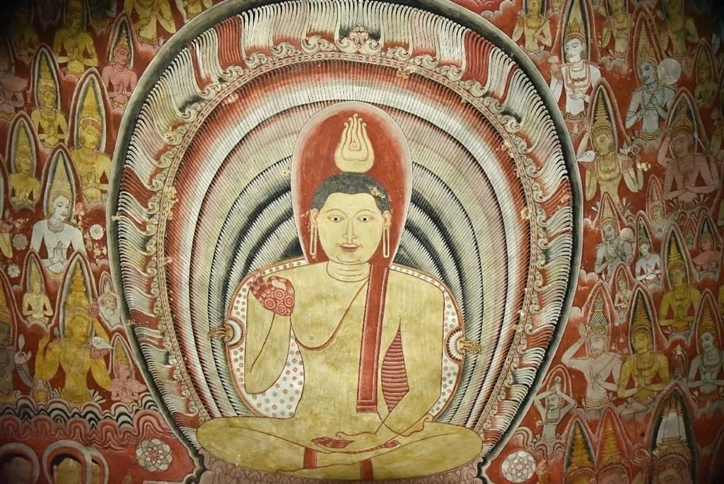 Maľovaný Buddha na stene