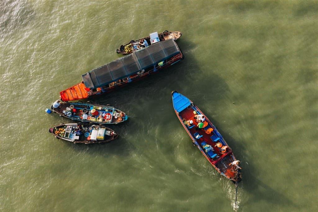Plávajúce trh Cai Rang na rieke Mekong