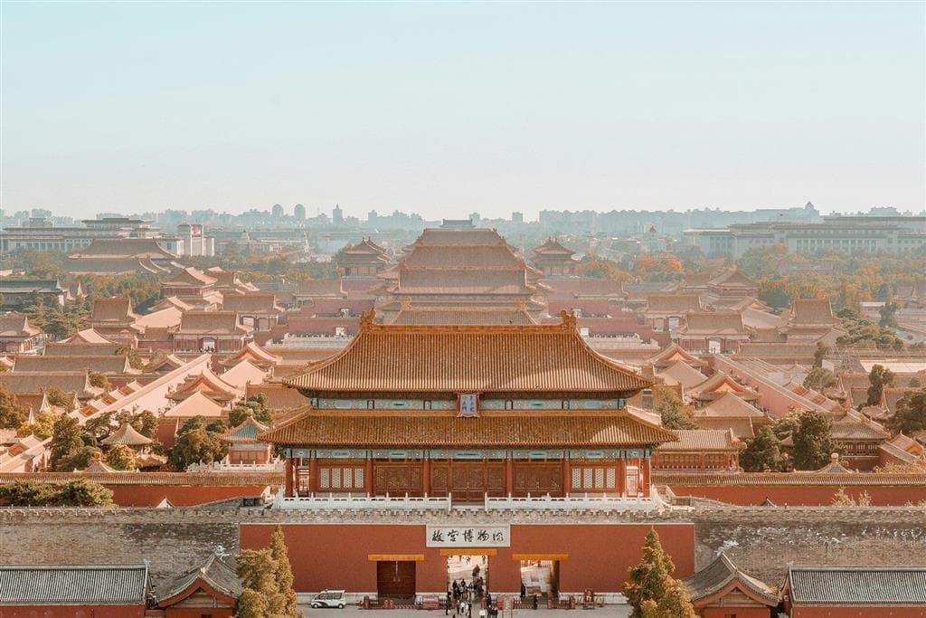 Veľkolepý pohľad na Zakázané mesto v Pekingu z vtáčej perspektívy