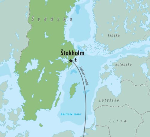 , Letecký poznávací zájazd, Švédsko, Štokholm - klenot severu, mapa