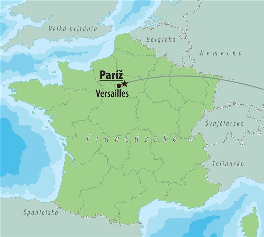 , autobusový poznávací zájazd, Paríž - perla na Seine, mapa