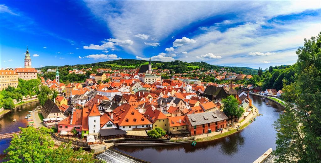 , autobusový poznávací zájazd, Praha - zámky a hrady v Čechách, Český Krumlov, panoráma mesta